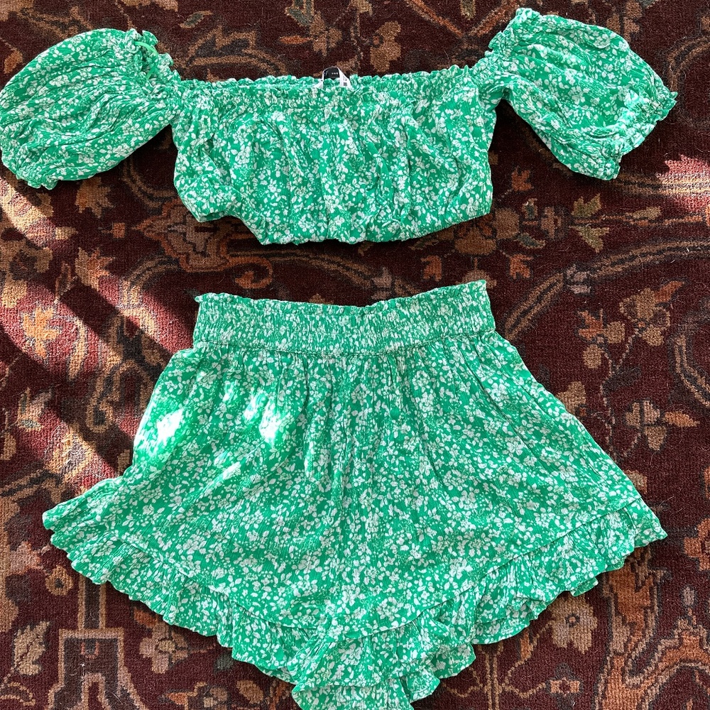 Zara crop top and matching skort